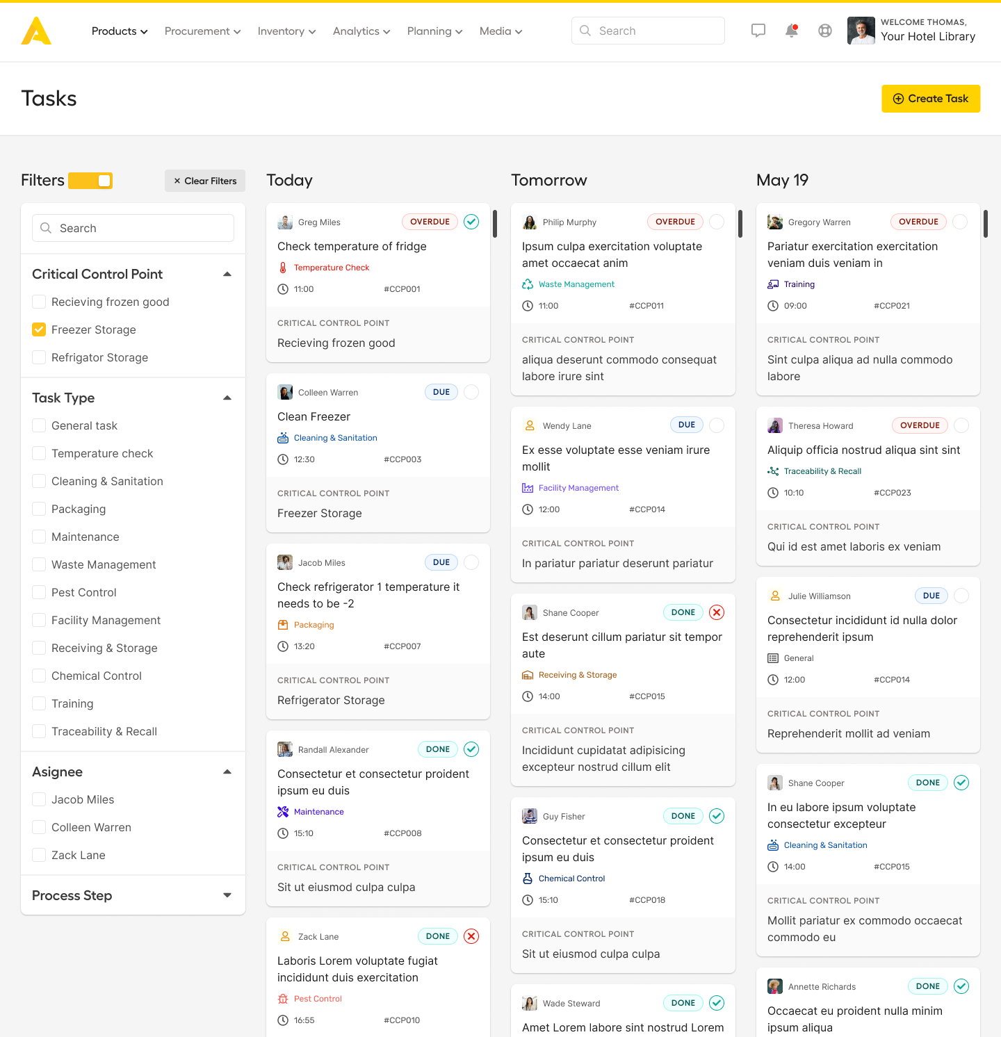 screenshot of Apicbase Restaurant Management